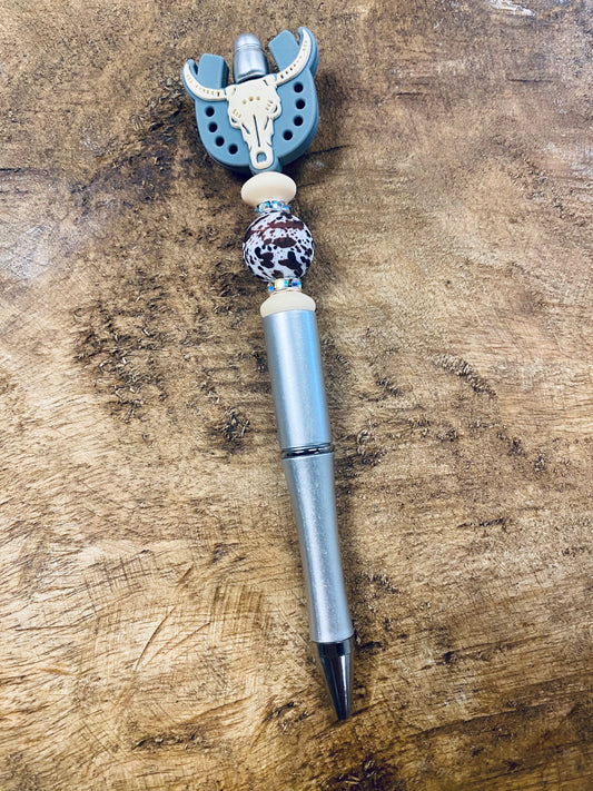 Cow Skull Beaded Pen